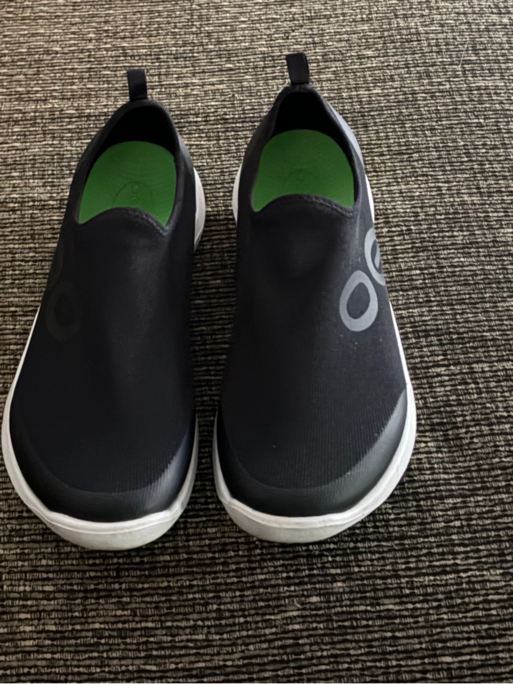 OOFOS Women's Slip-On Athletic Shoes - Black with White Sole - Picture 5 of 7